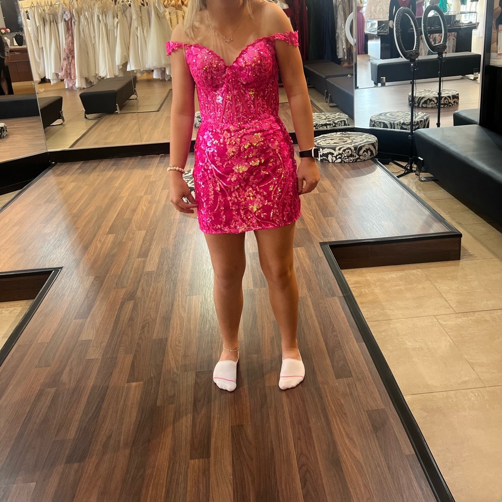 Pink Off-Shoulder Mini Dress